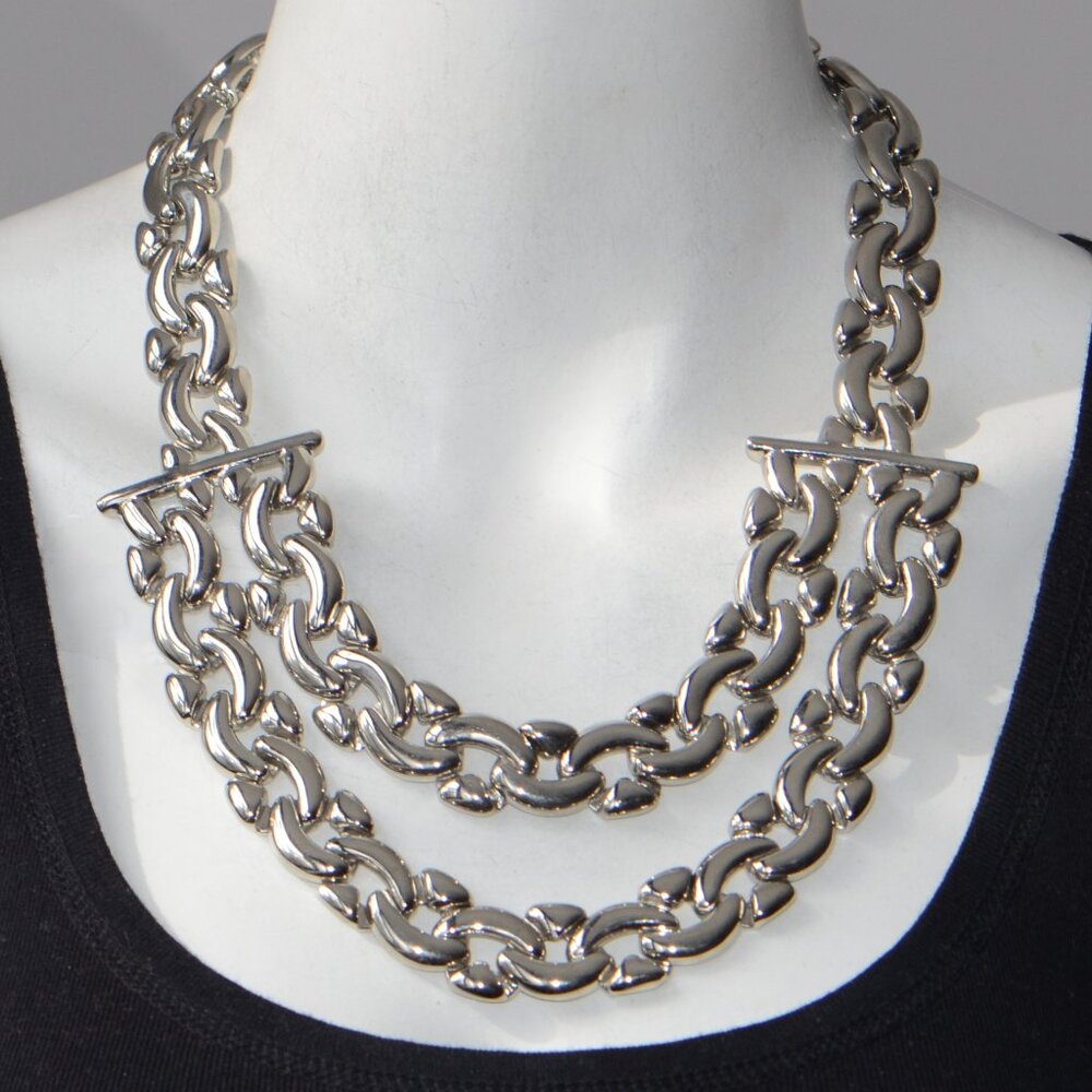 Kenneth Jay Lane Kjl Polished Silver Link Necklace - image 1